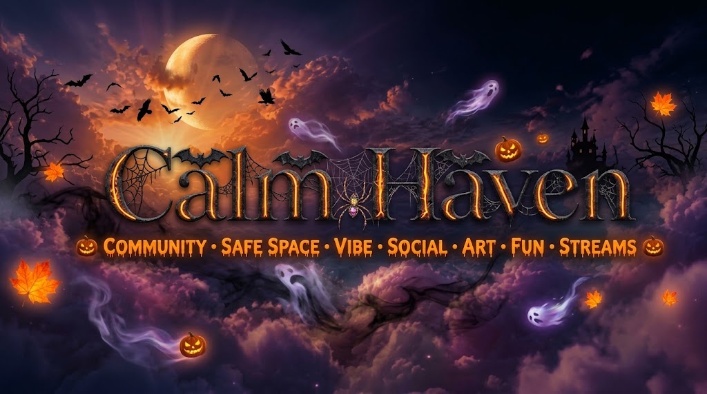 Discovery splash banner for Calmhaven™ | social • sfw • fun • gaming • art • vibes • non tox • safe space Discord server